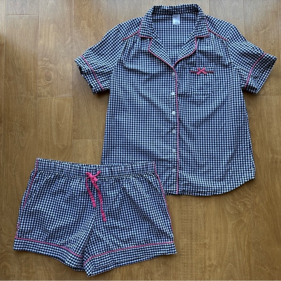 Liz Claiborne Sleepwear Black and White Gingham Pajama Set, Size Medium - Picture 1 of 15